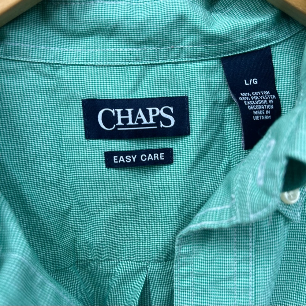 Chaps Mint Green Easy Care Button Down Short Sleeve Shirt - Picture 3 of 3